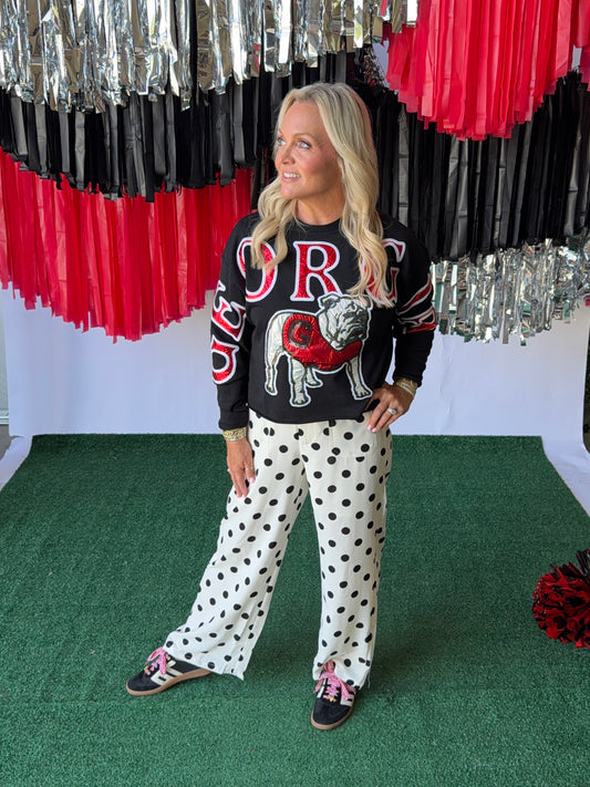 Polka dot White with black polka dot pants loose  fit light weight