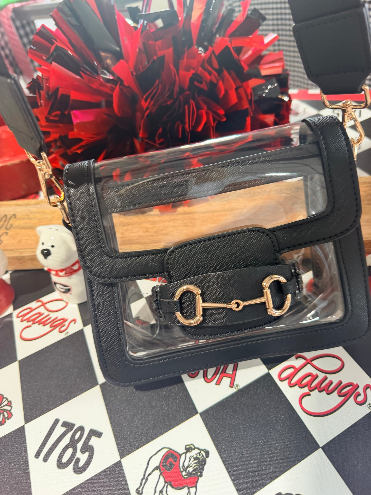 Clear purse black