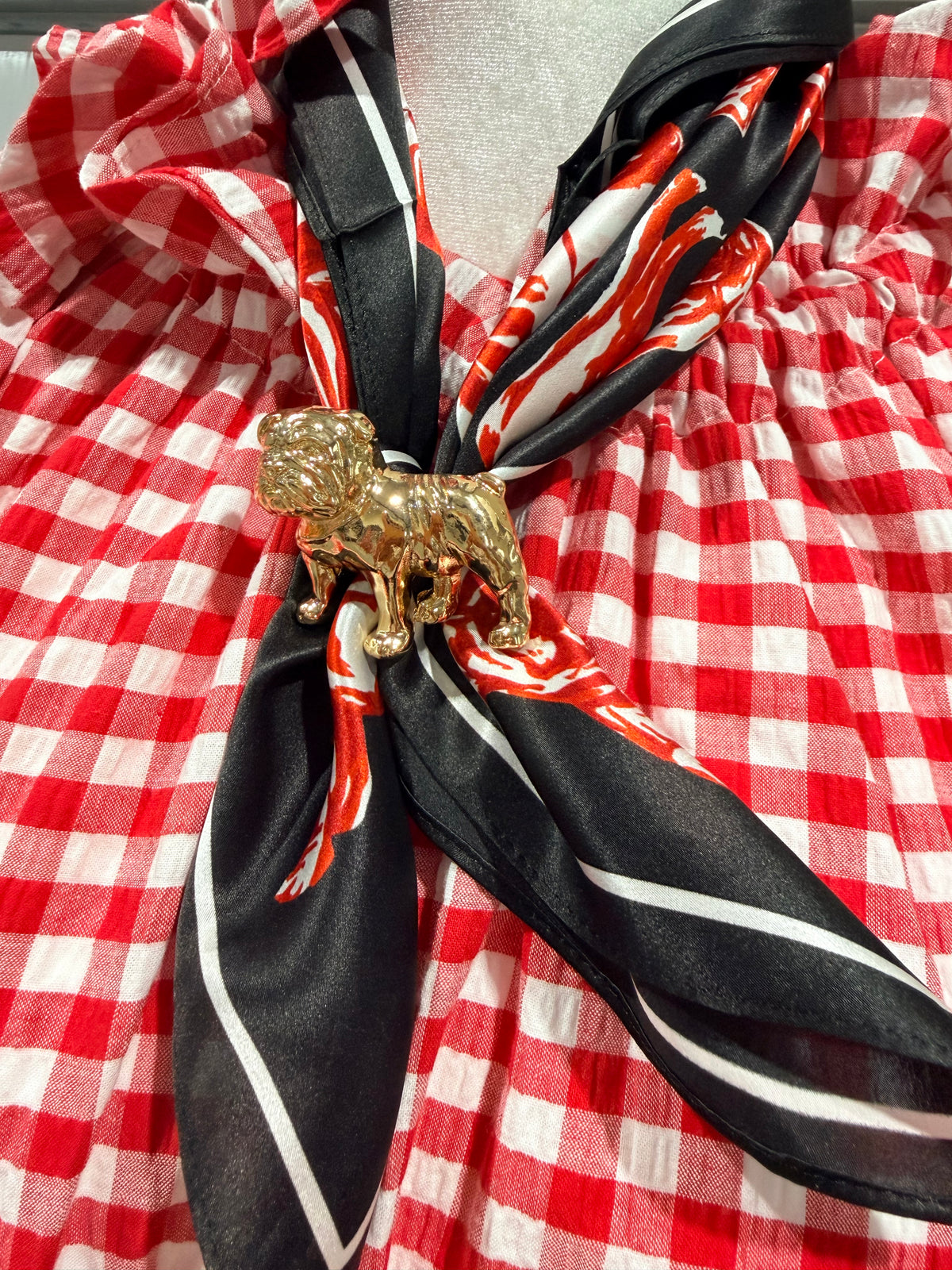 gold scarf slide bulldog
