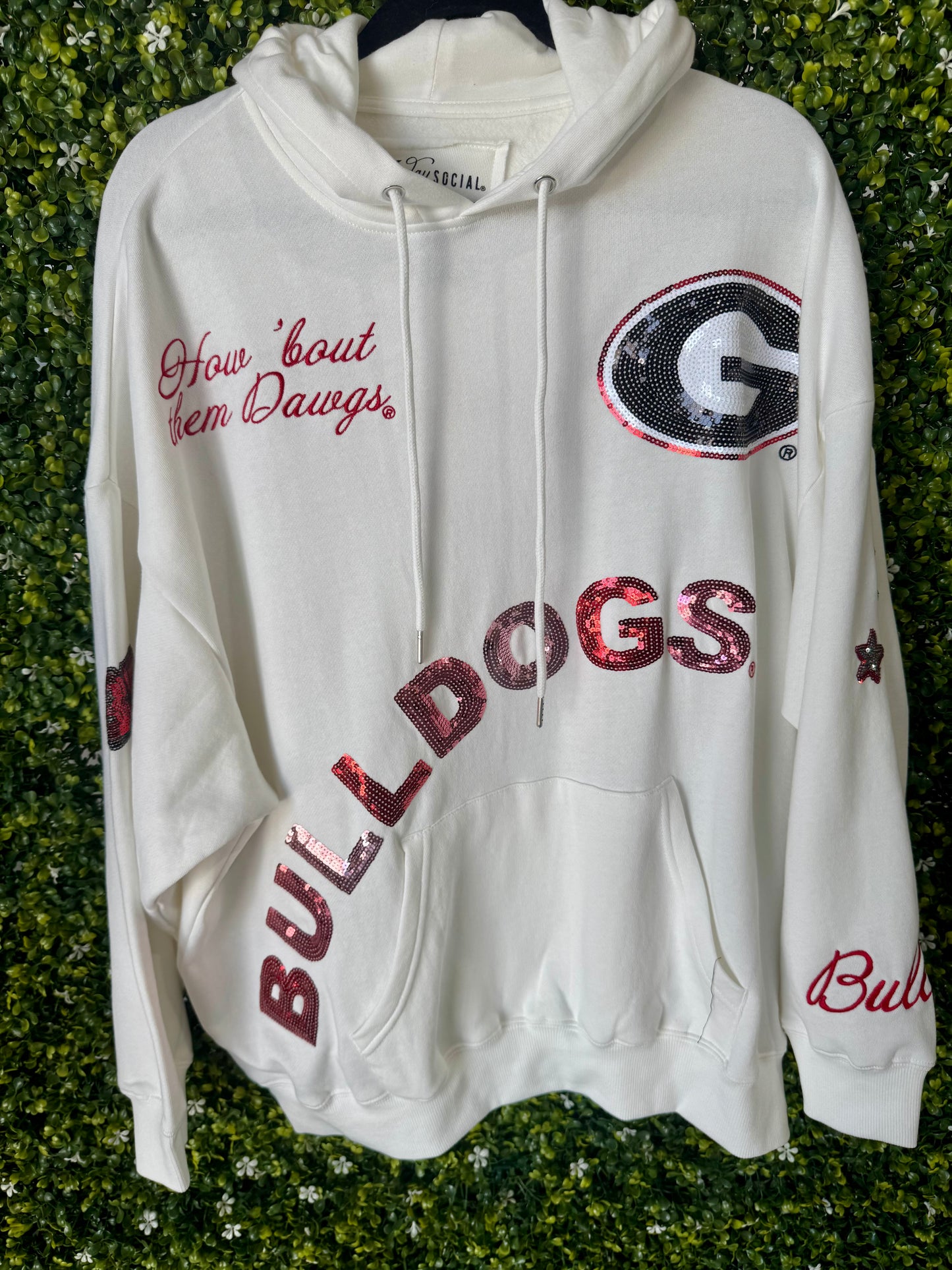 Sweatshirt oversized licensed hoodie sequin and embroidered