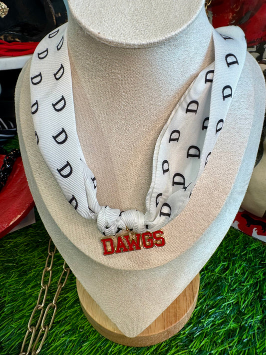 Scarf necklace dawgs charm