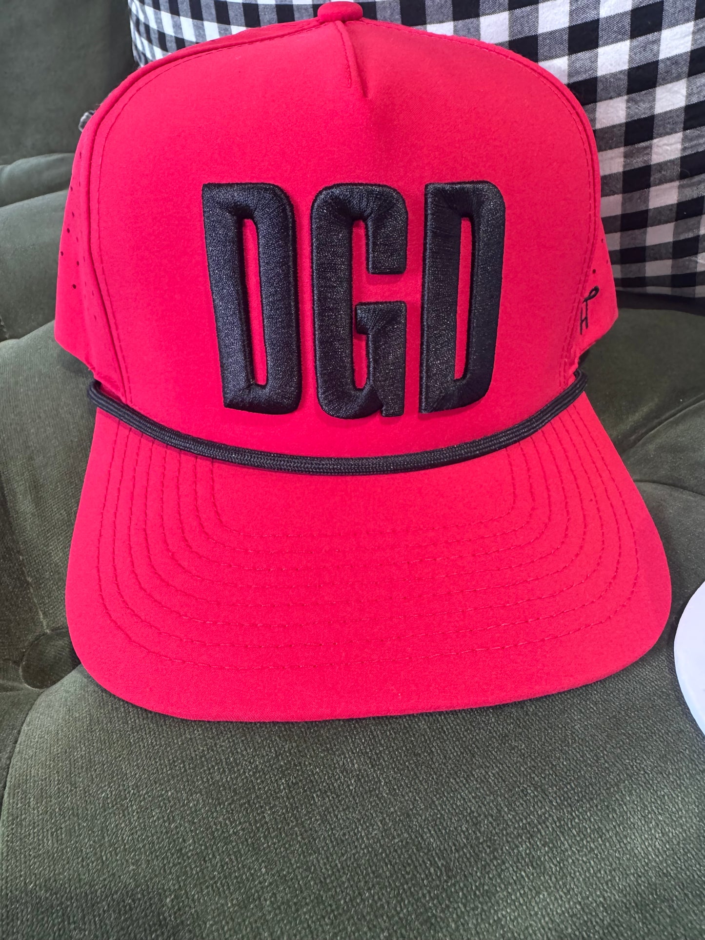 DGD hat red with black embroidery rope style