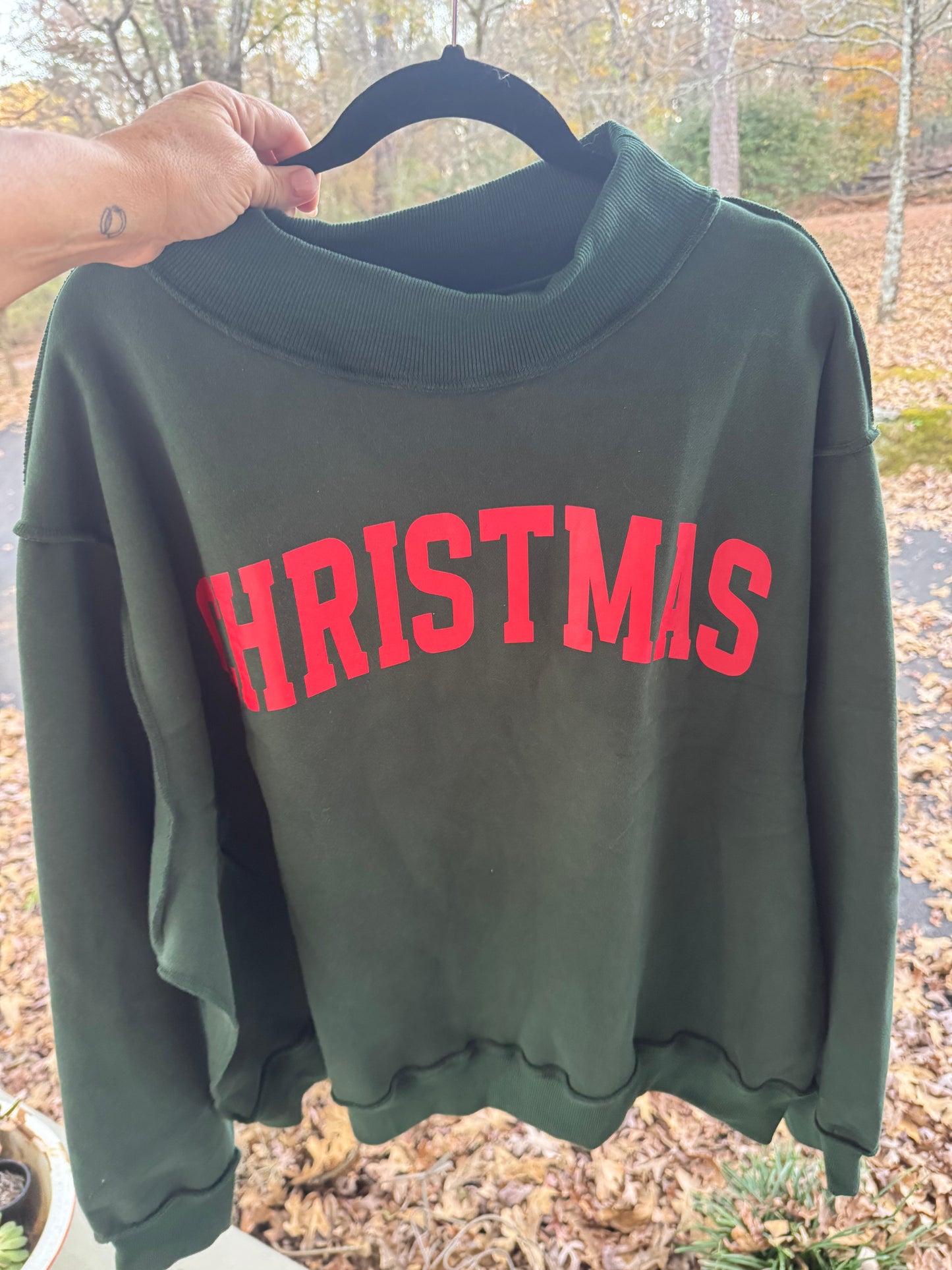 Mock neck green with Red Christmas reversible!
