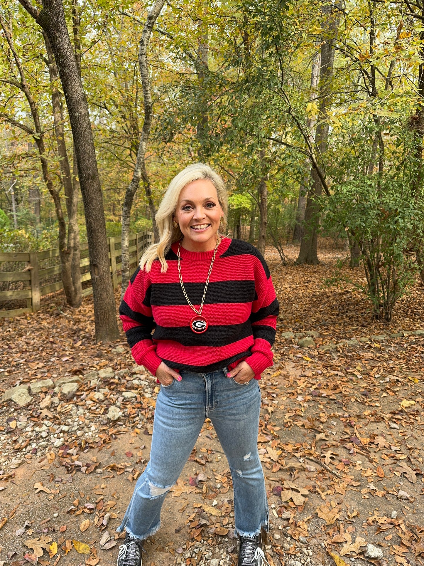 Black and red striped sweater