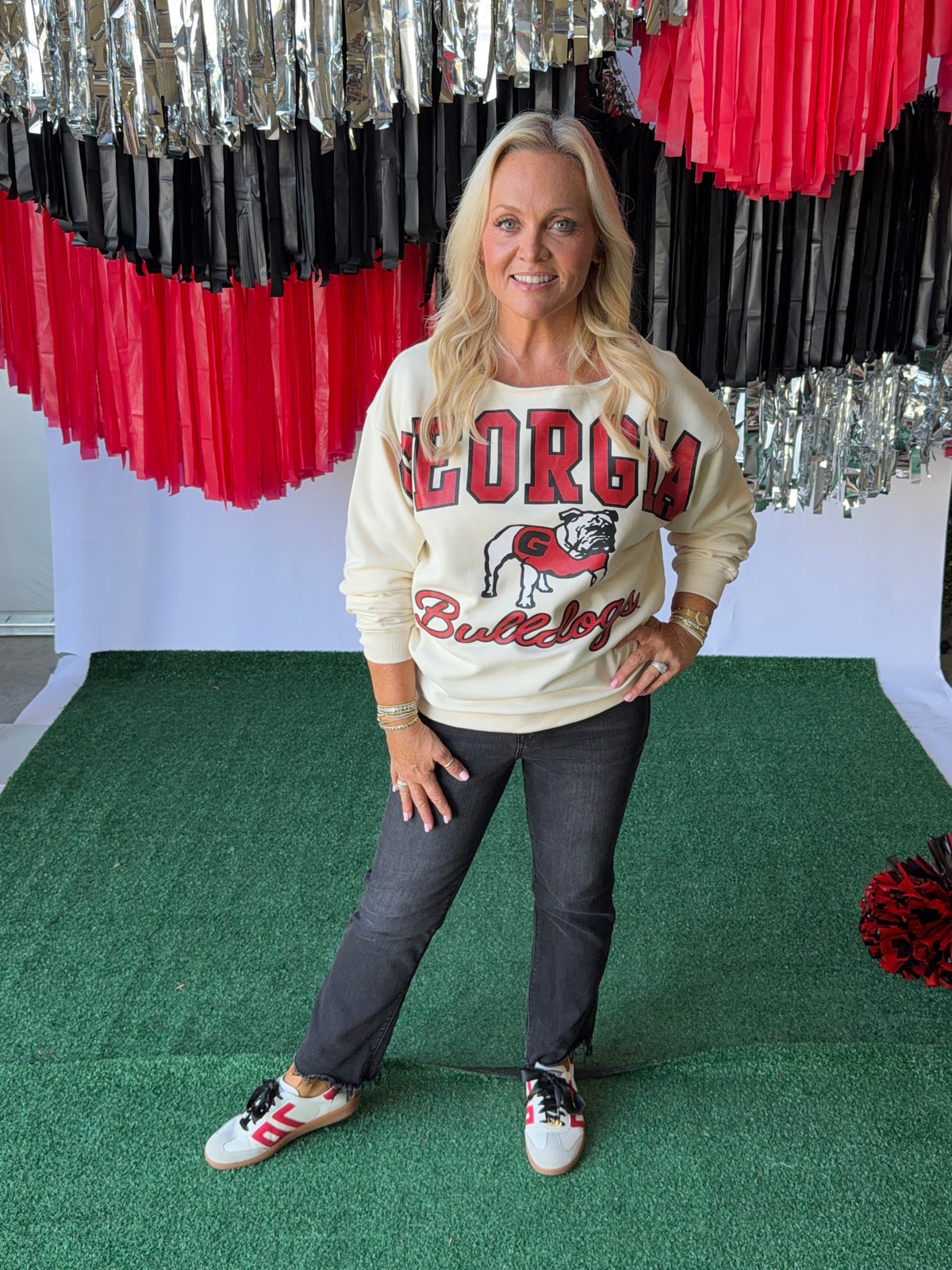 Off the shoulder licensed sweatshirt