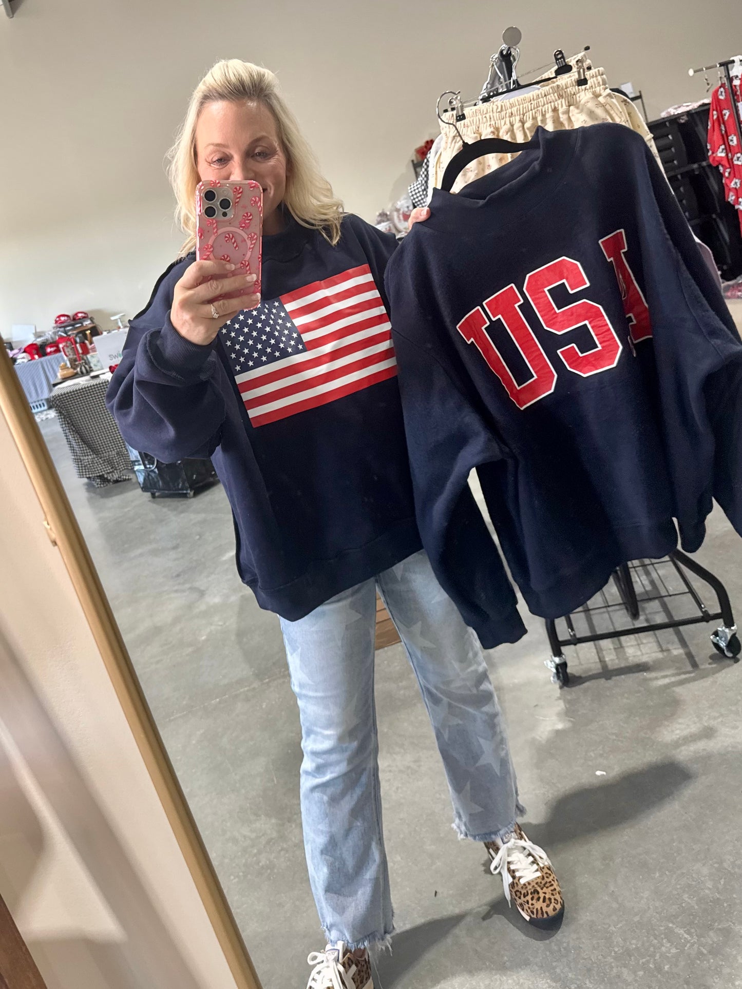 USA 🇺🇸 America reversible mock neck oversized navy