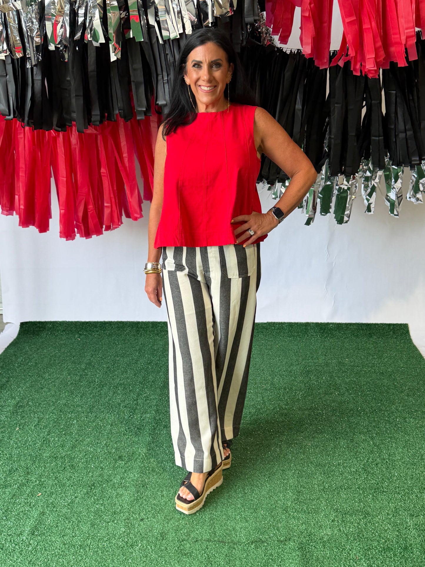 Black and white stripe pants