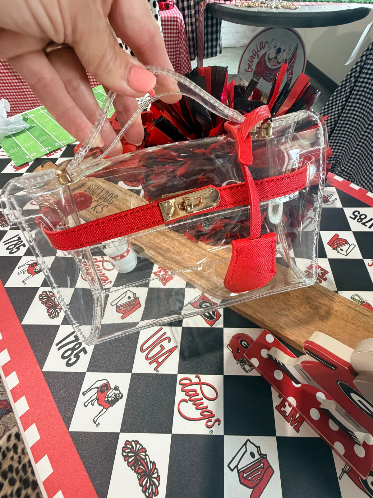 Clear purse red