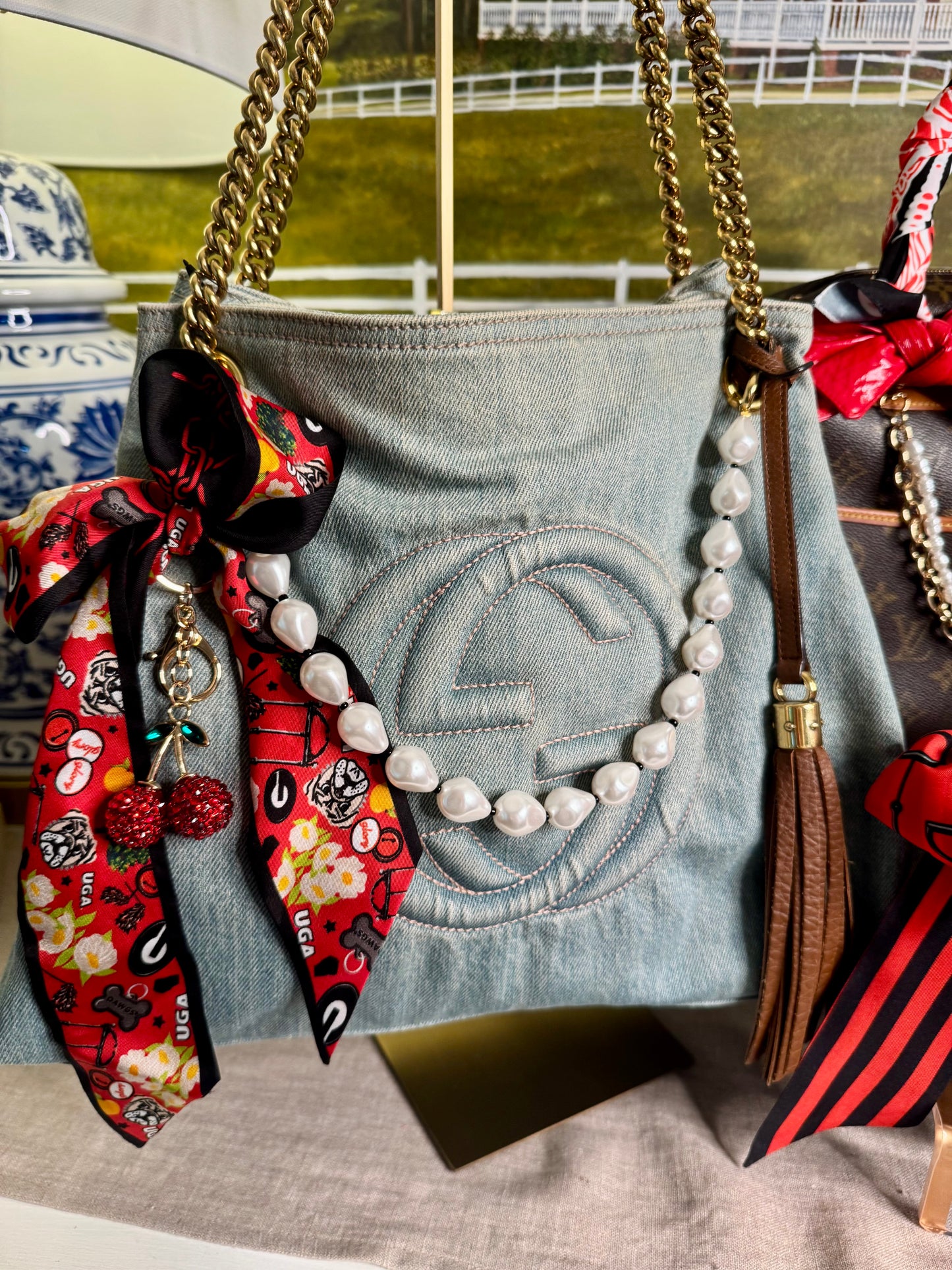 Saturday silks twilly scarf georgia licensed neck tie, purse charm ect