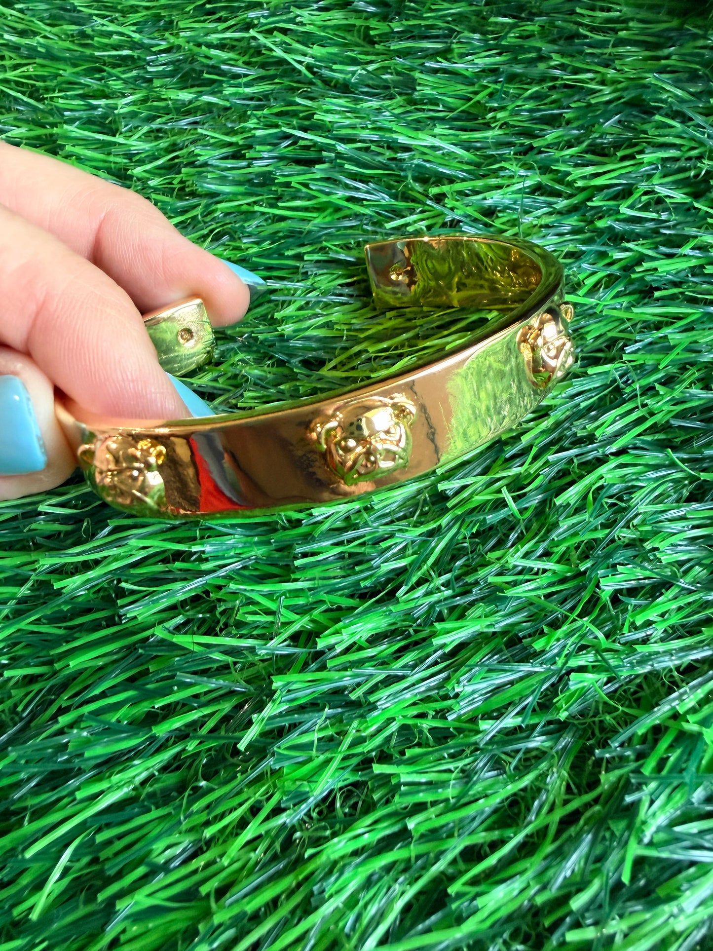 Gold bulldog bangle