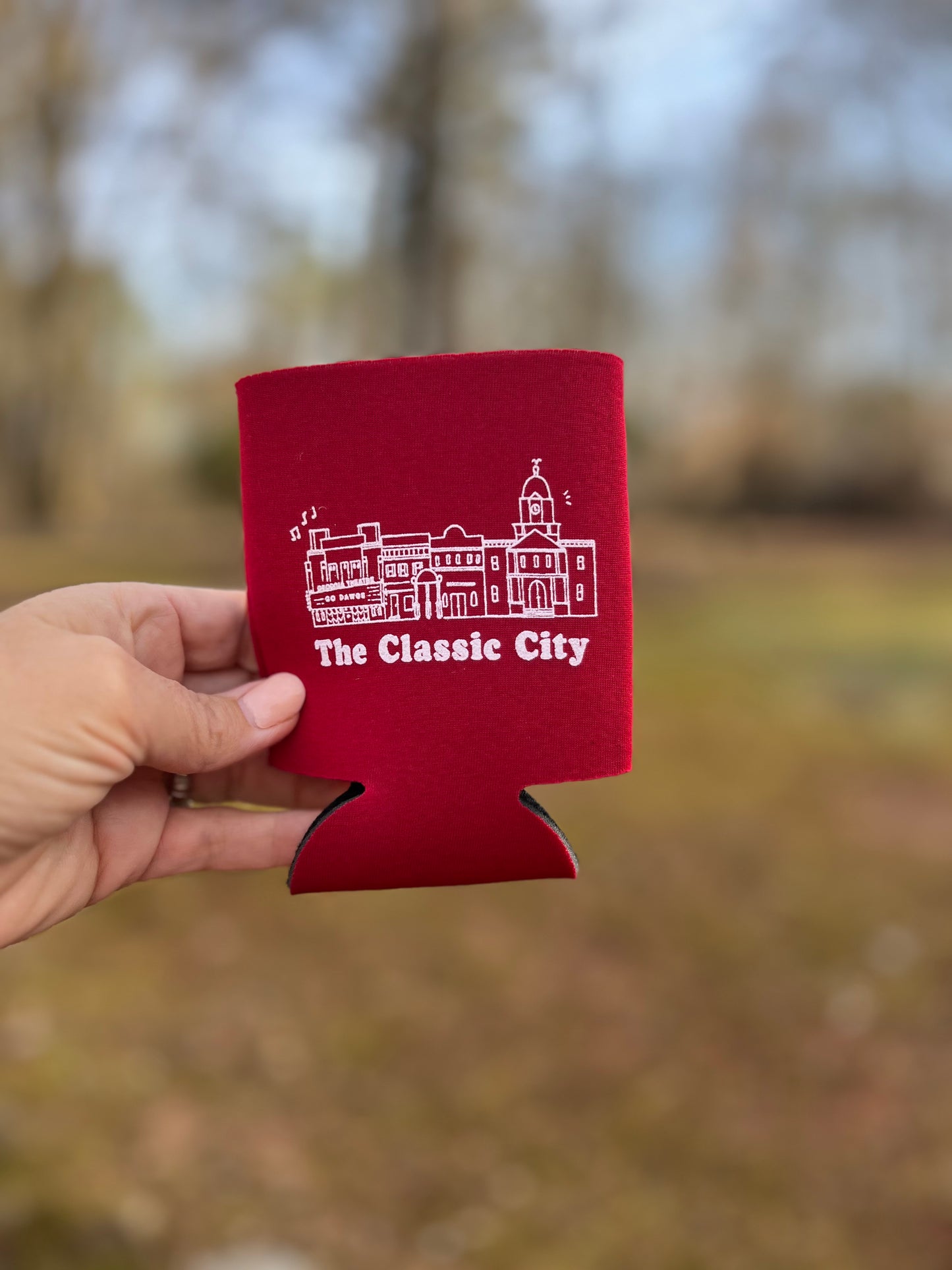 My heart belongs in athens can koozie red