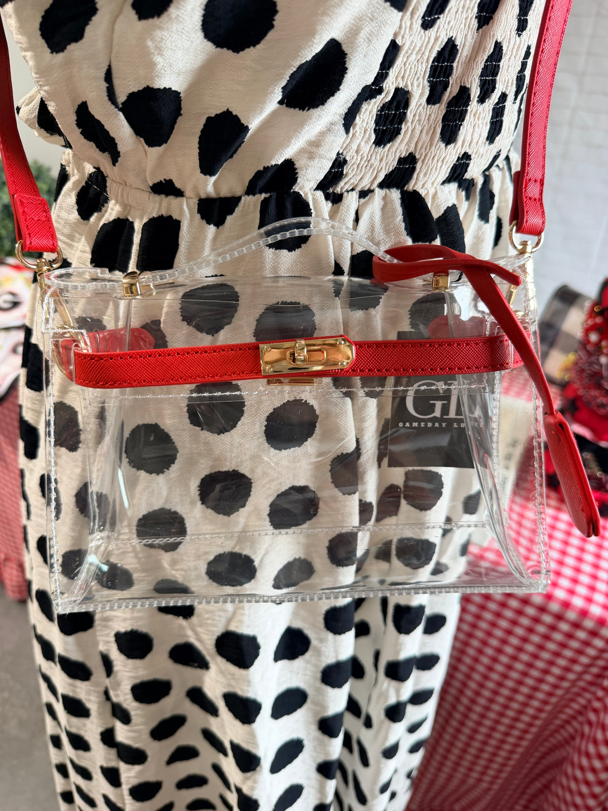 Clear purse red