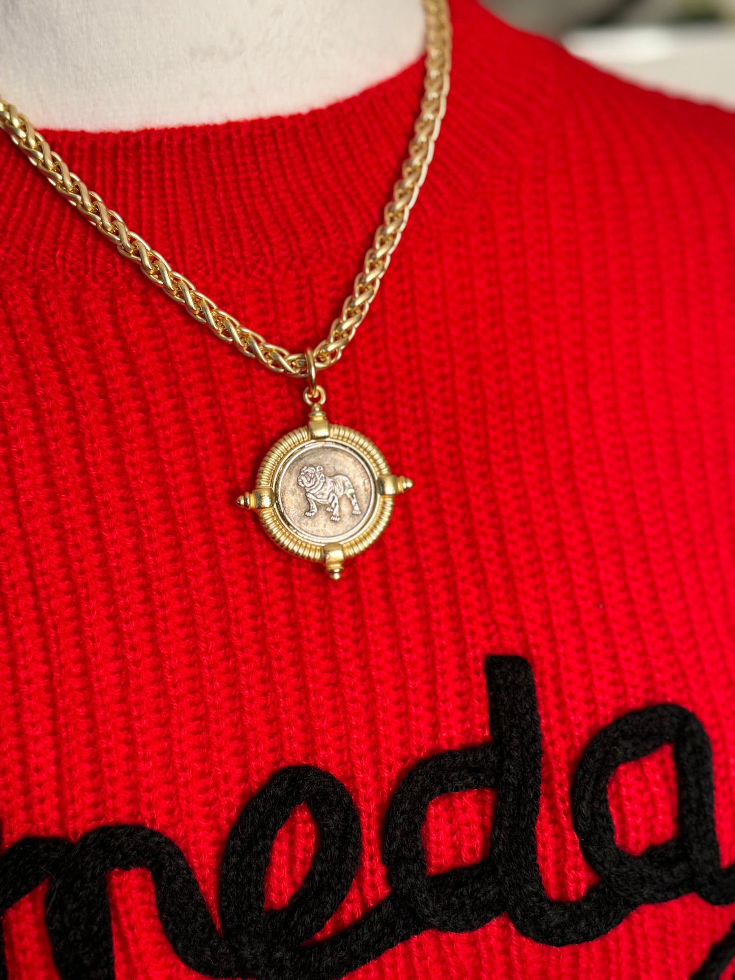 Dog coin chain necklace matte gold