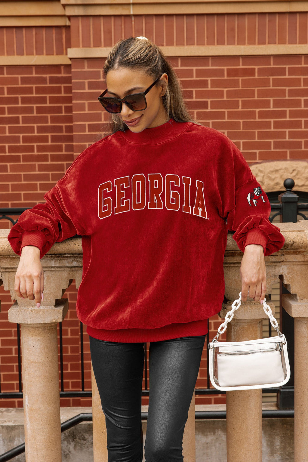 Chenille mock neck red licensed Georgia