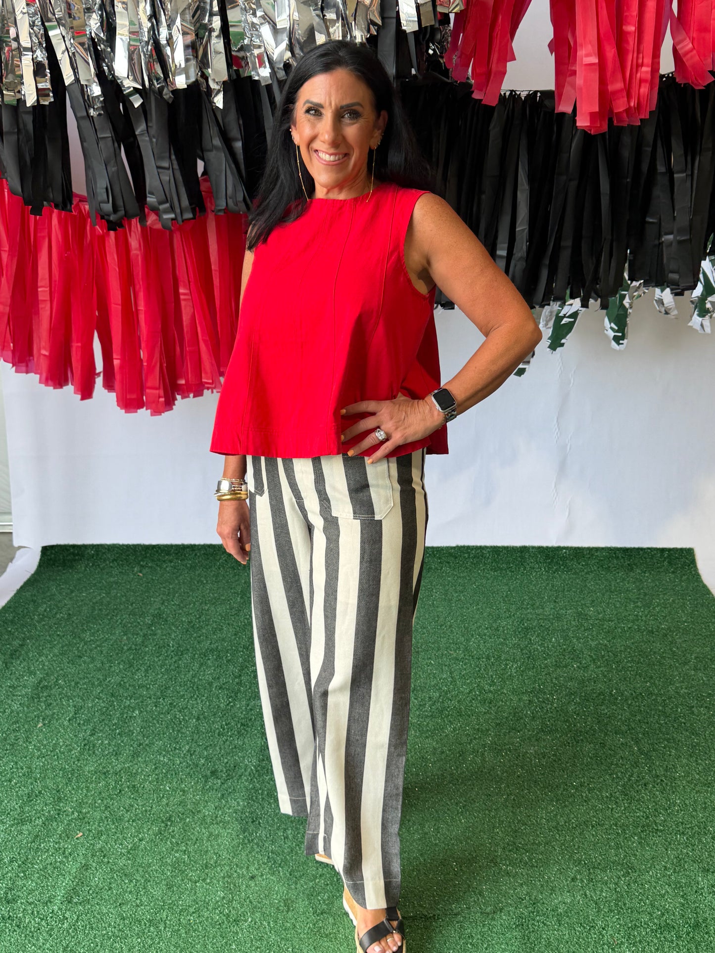 Black and white stripe pants