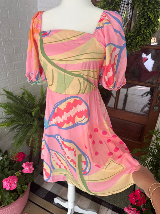 Summer dress pink multi marked down