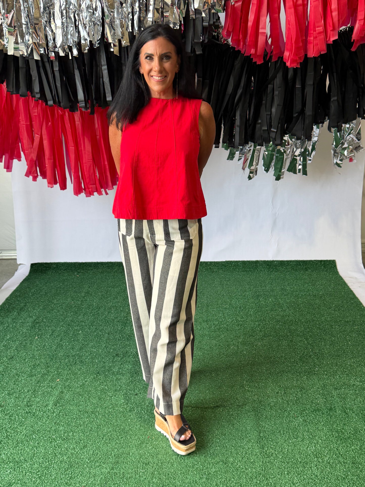 Black and white stripe pants