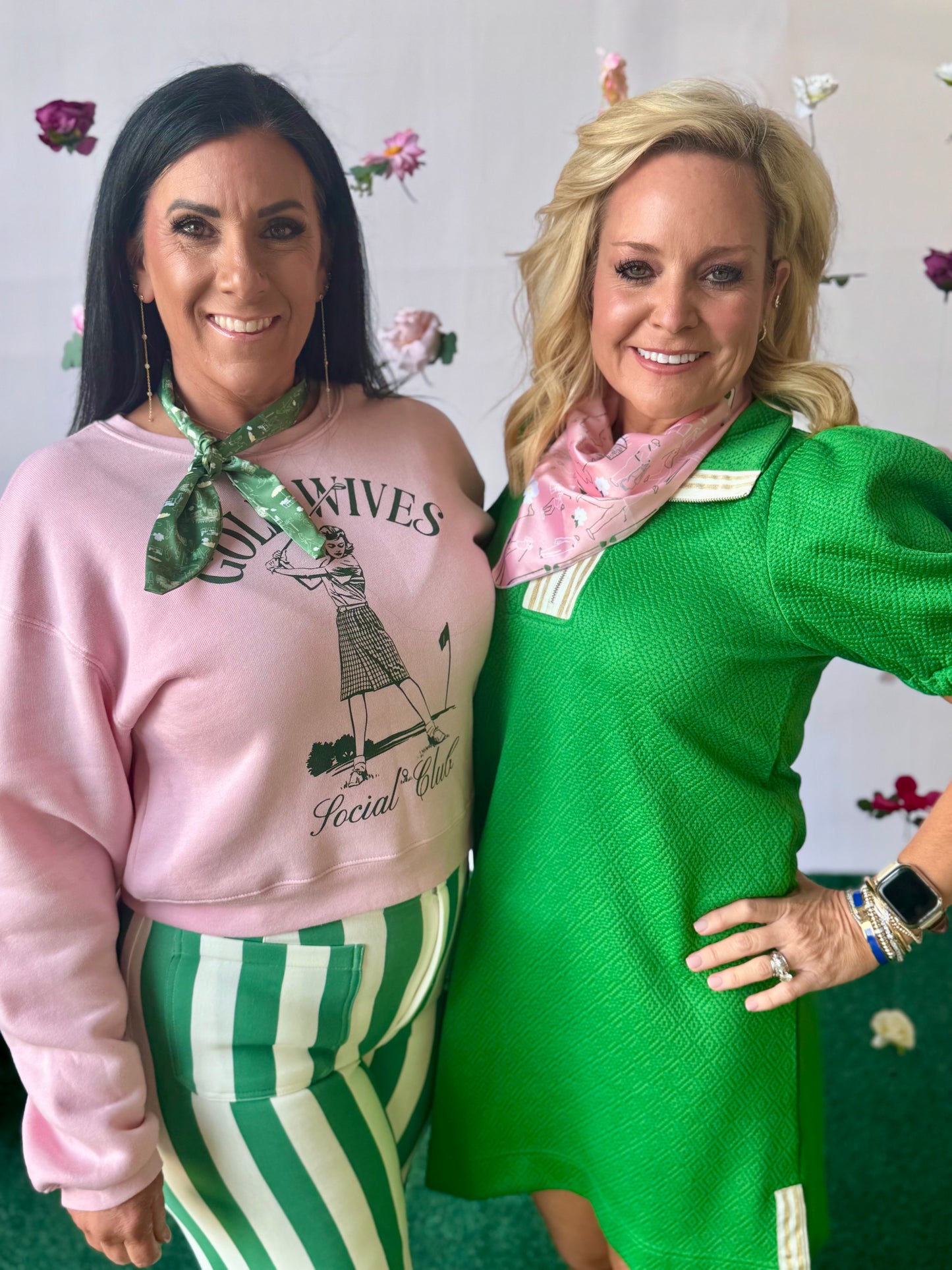 The Augusta Pink silk scarf golf chic!