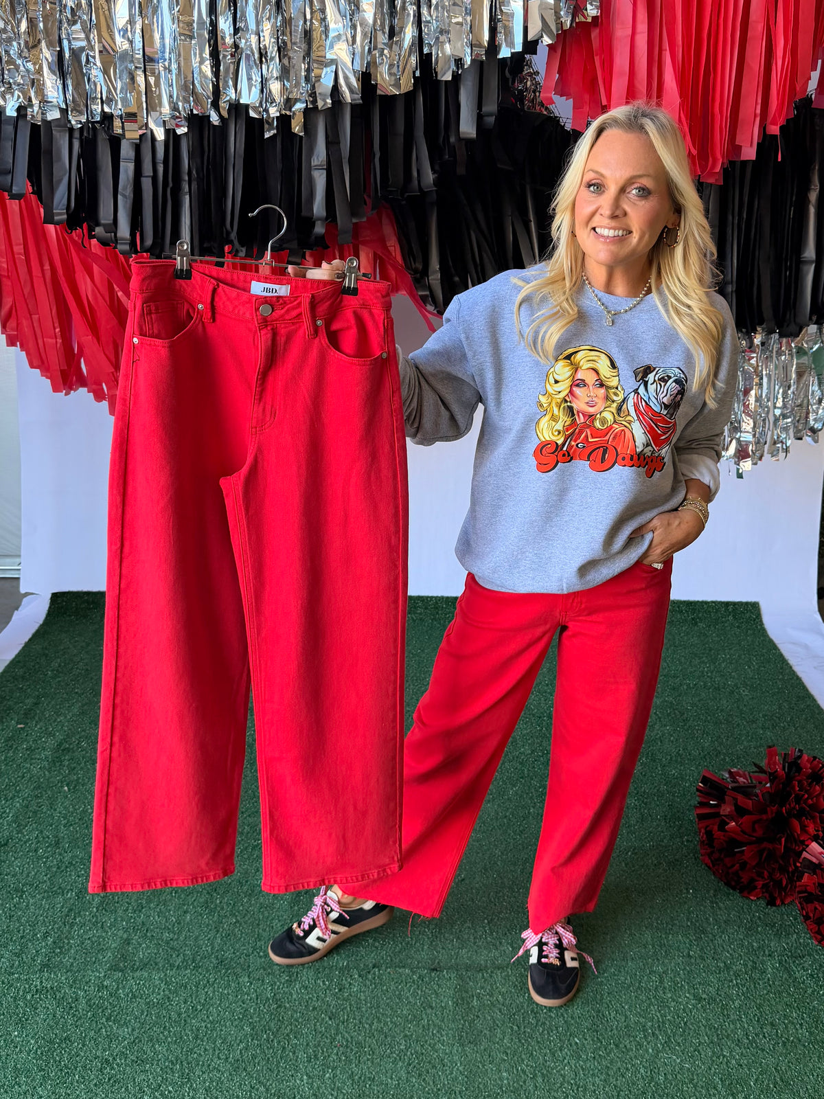 Red vintage straight jeans