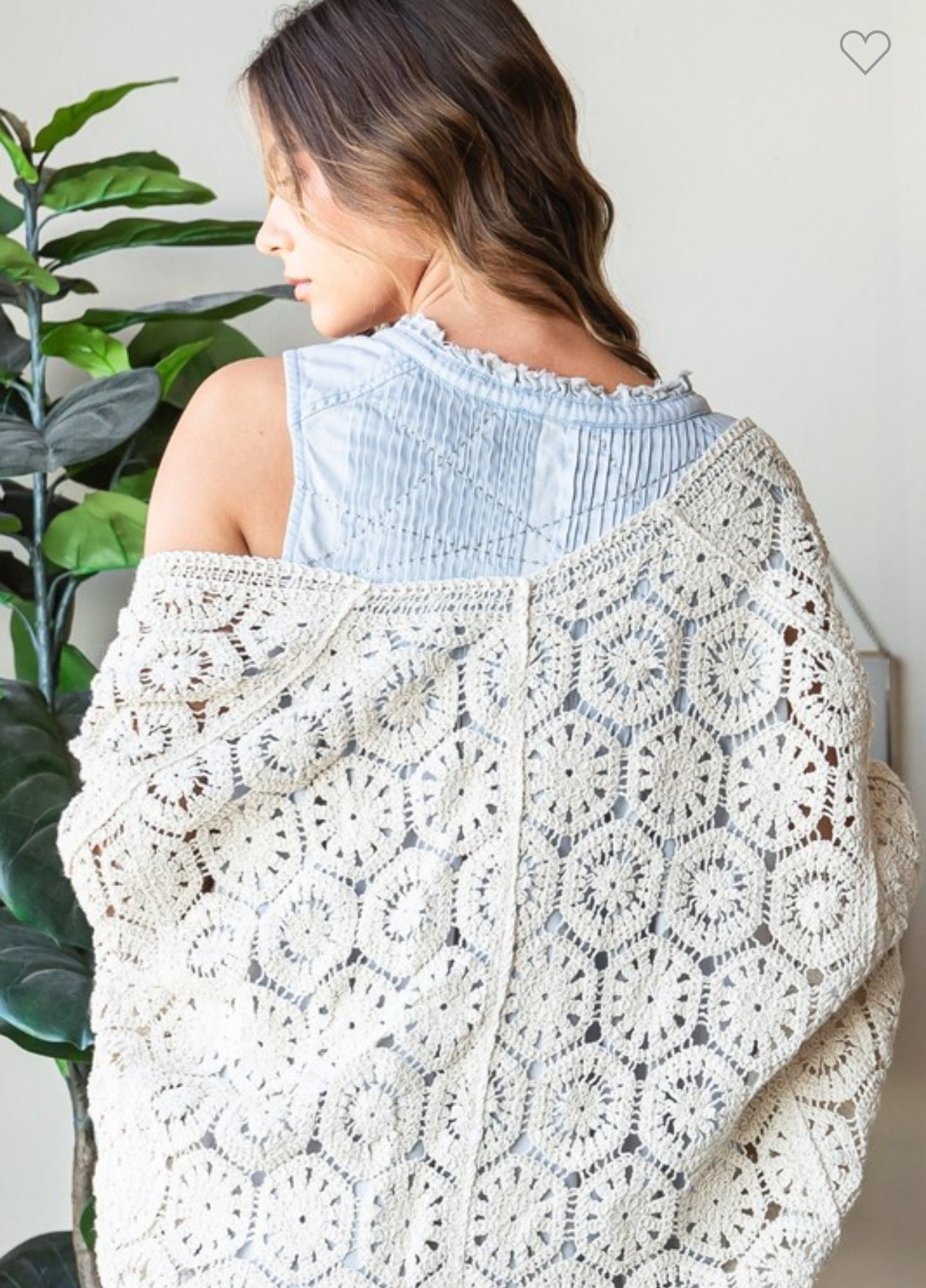 Boho crochet cardigan cream warehouse sale