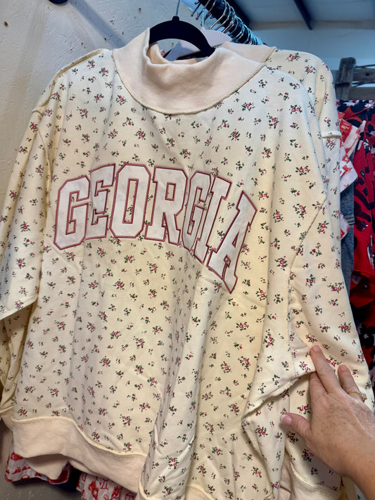 Floral embroidered georgia mock neck sweatshirt