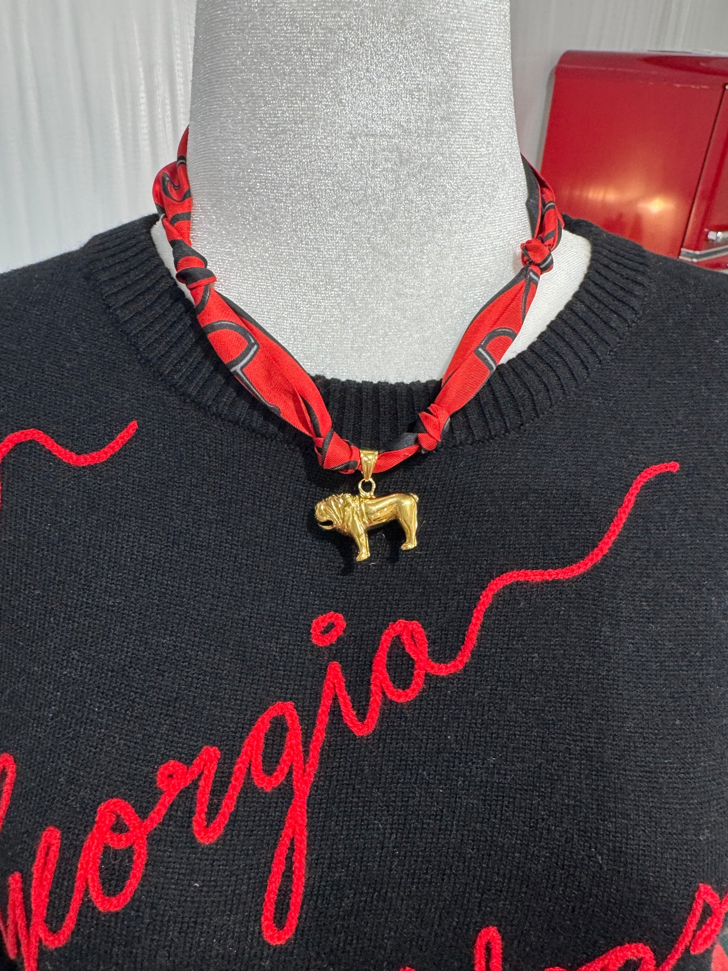 Bulldog scarf necklace