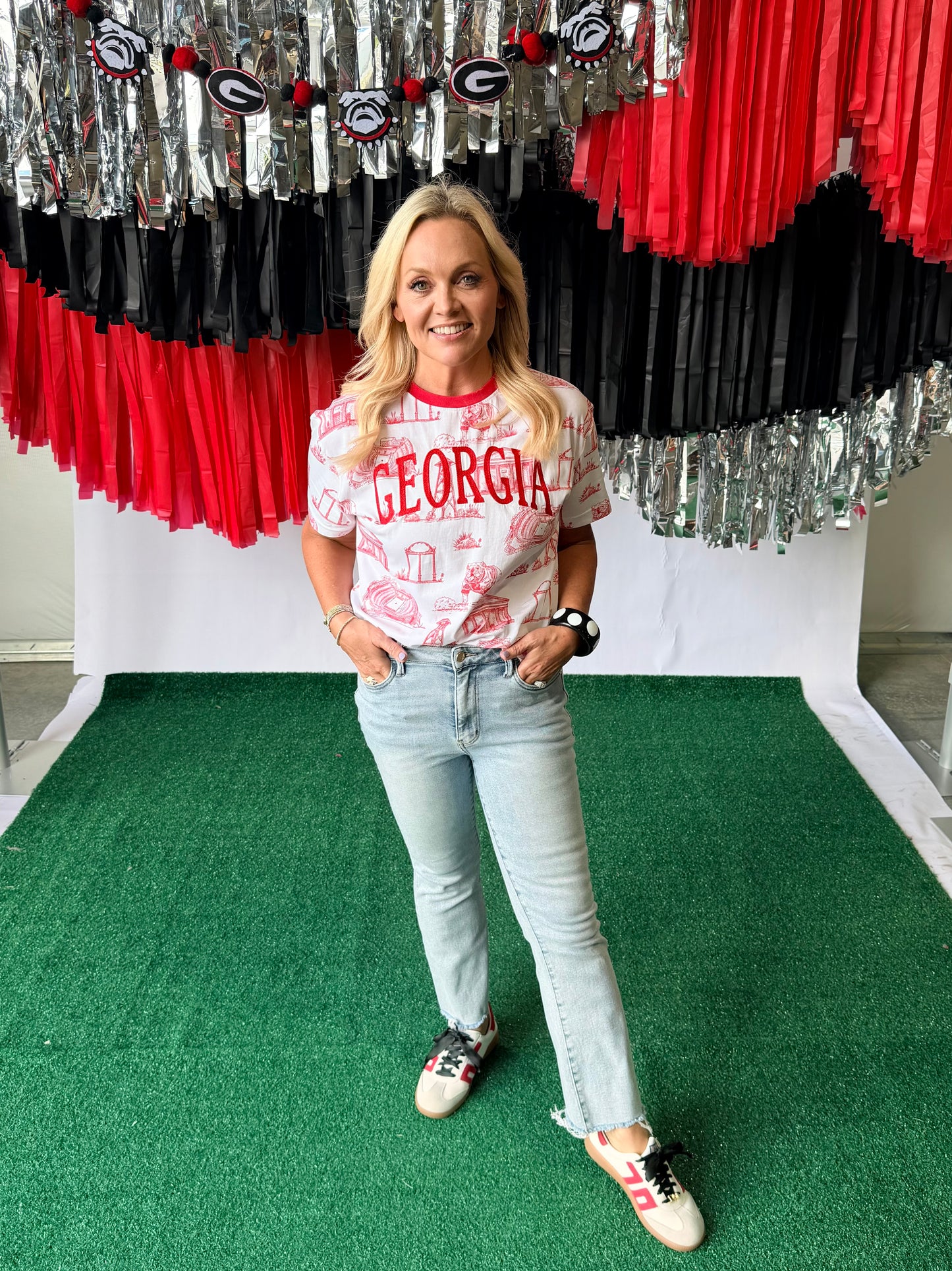 The Team Toile Embroidered Tee Georgia licensed