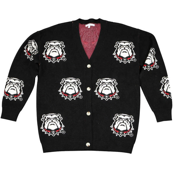 Varsity logo licensed bulldog oversized cardigan