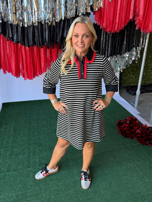 Black and white stripe dress