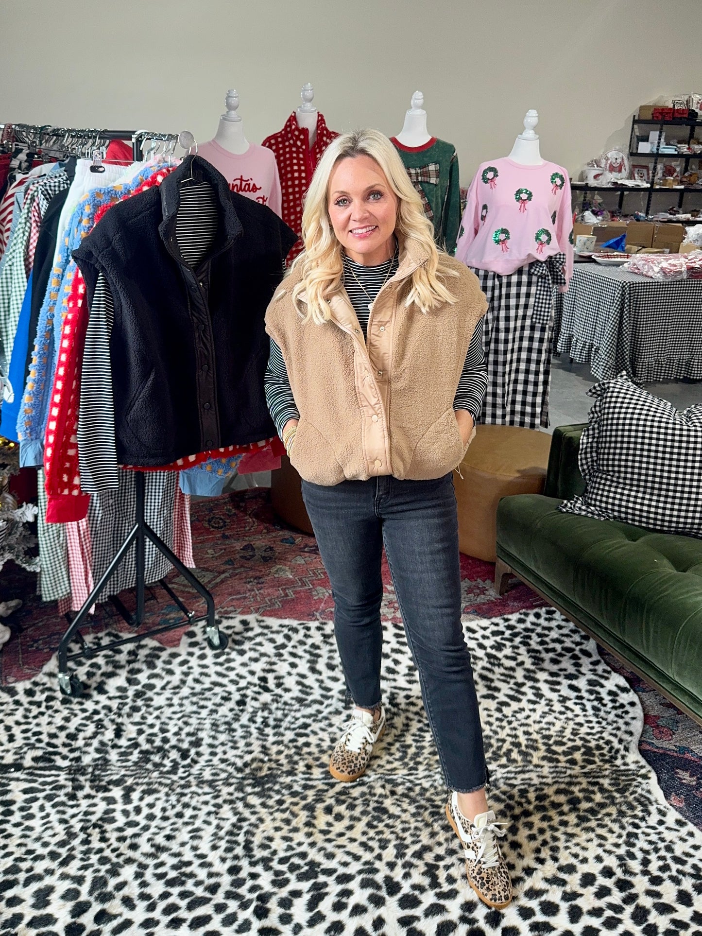 Sherpa oversized vest camel color