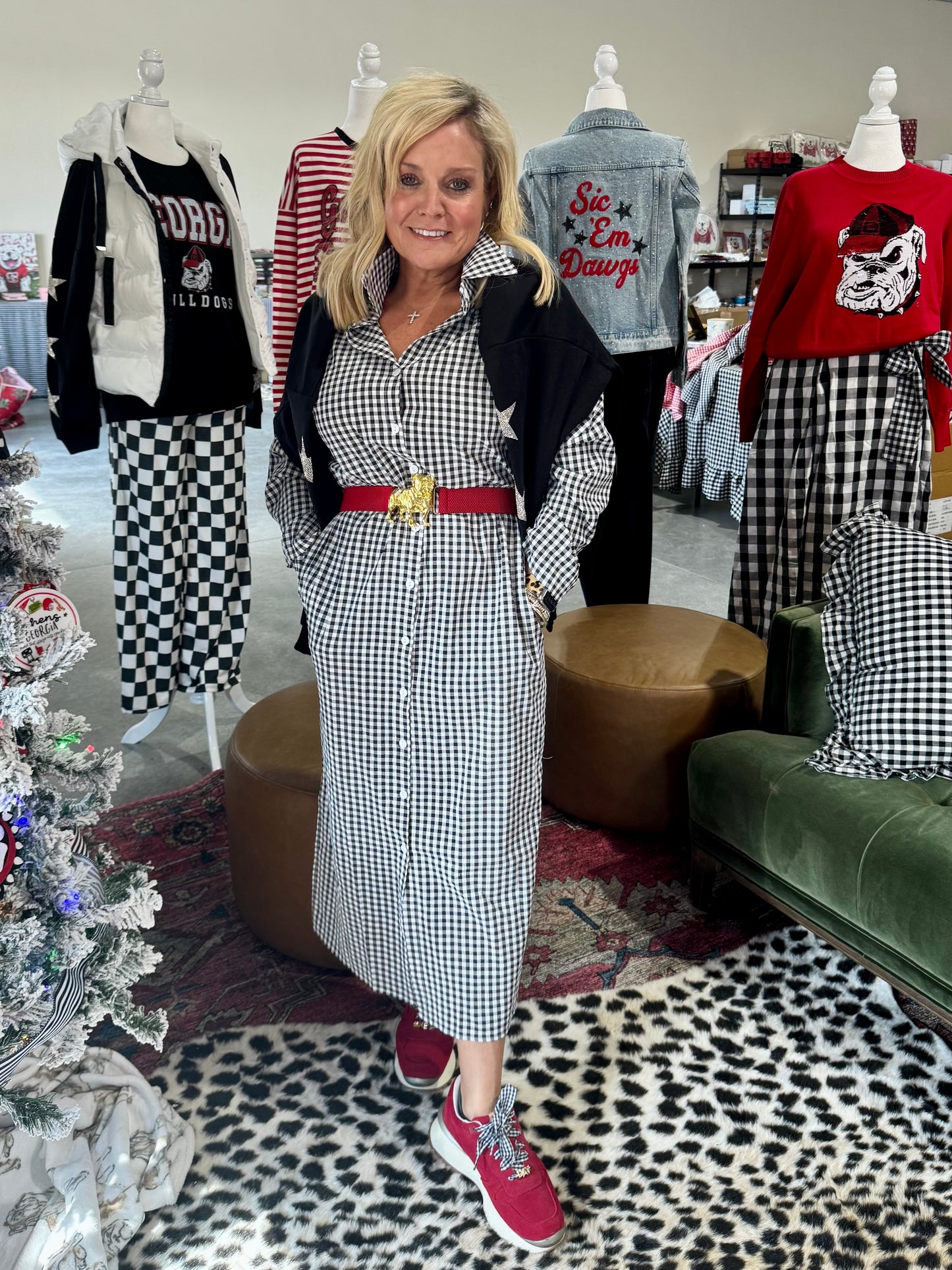 Gingham collection black and white shirt dress