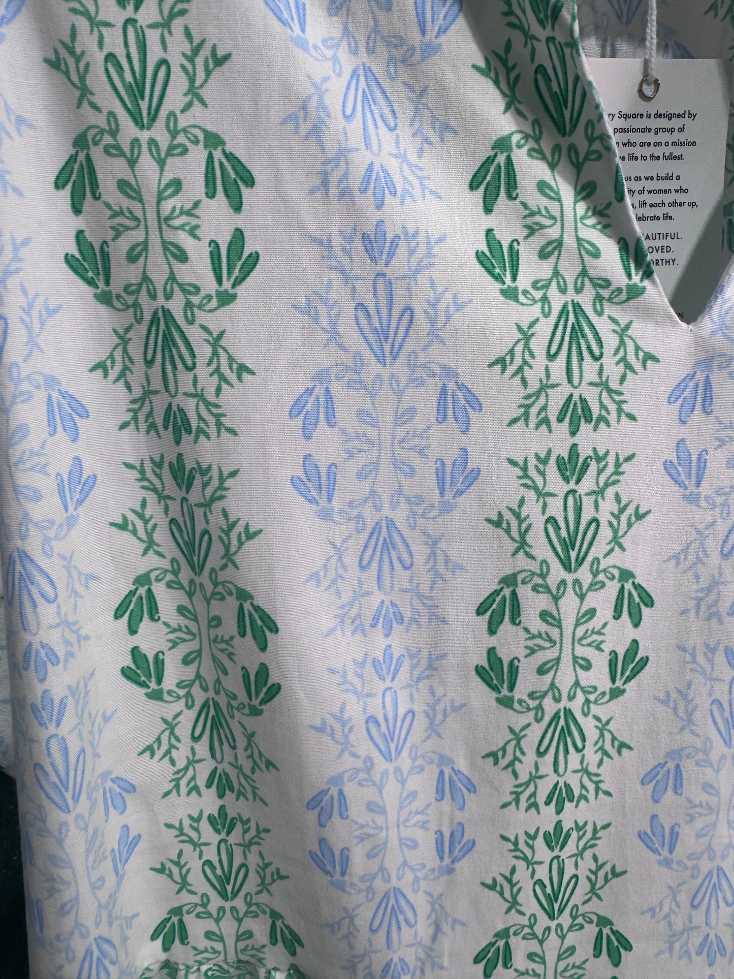 Green and blue and white short sleeve dress up to 2X
