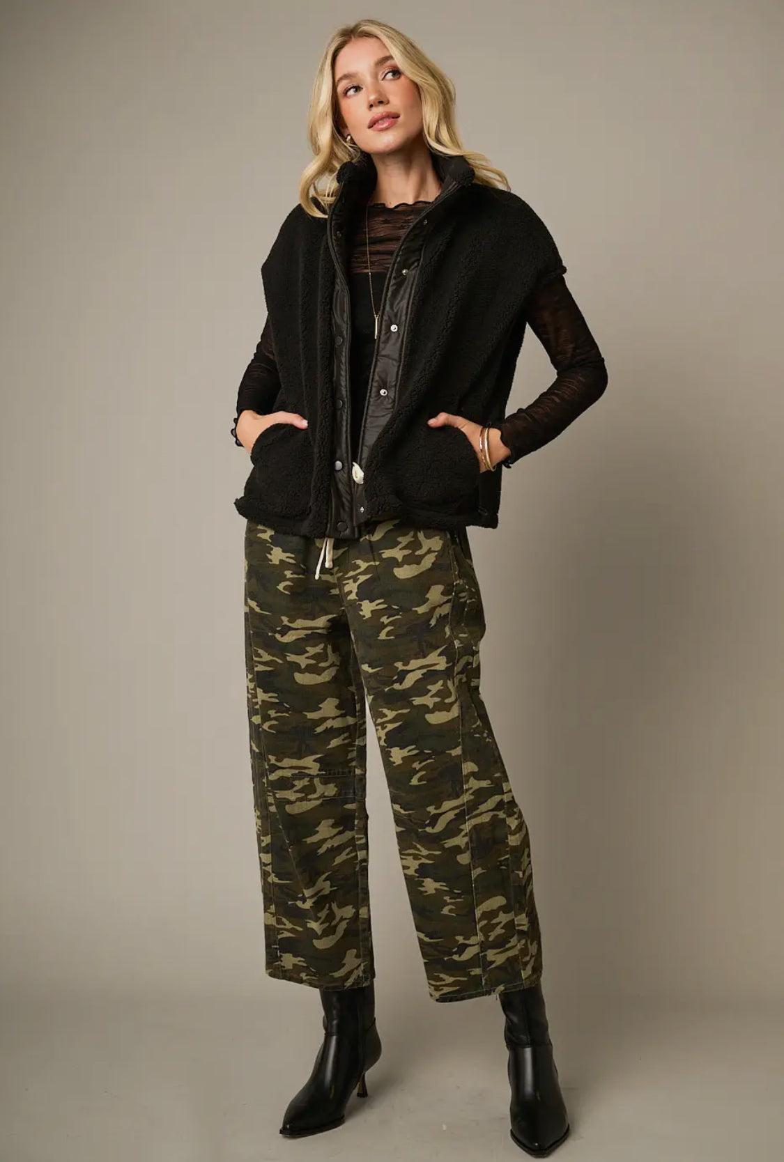 Sherpa oversized vest black