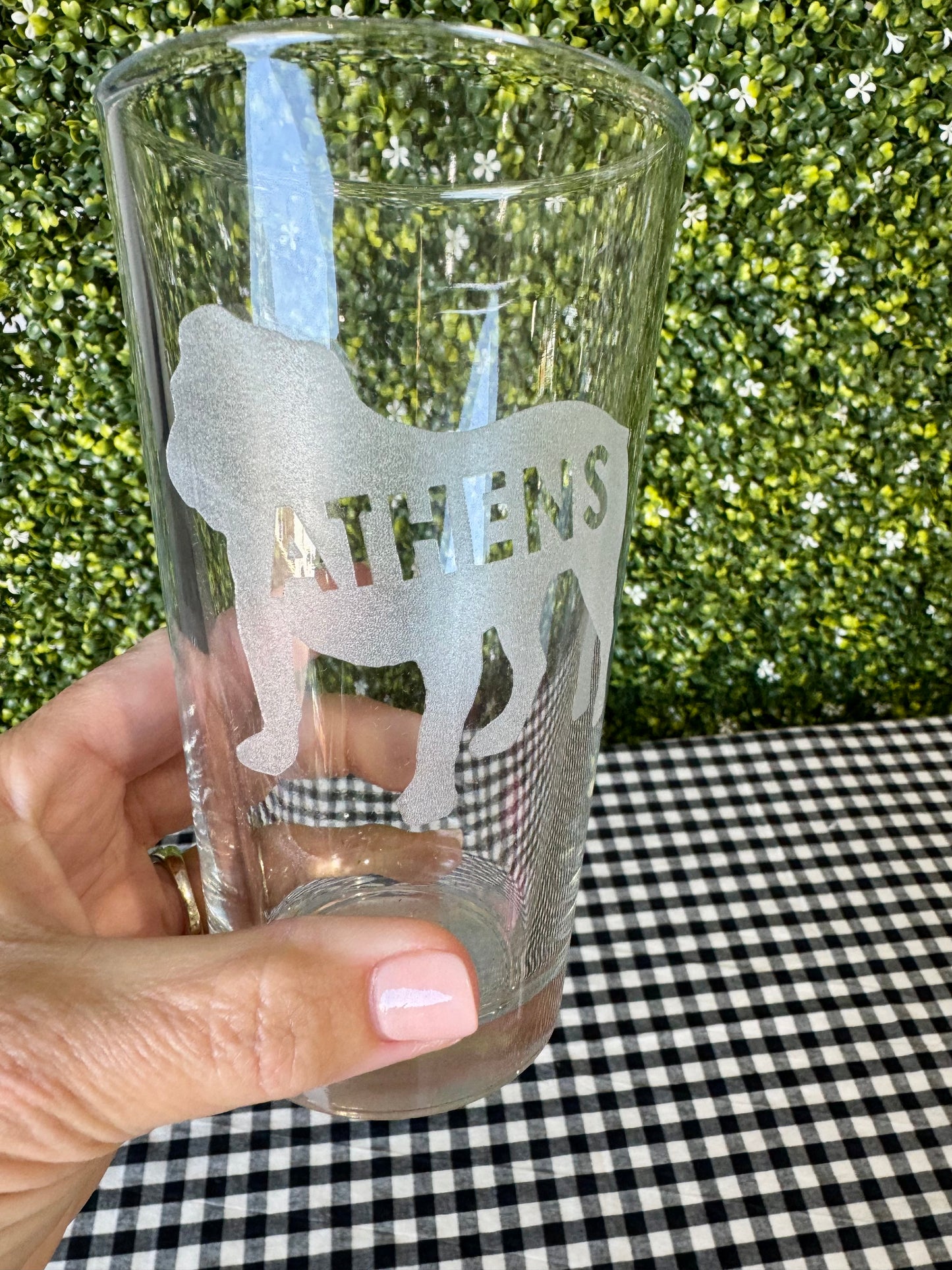Athens Bulldog pint glass