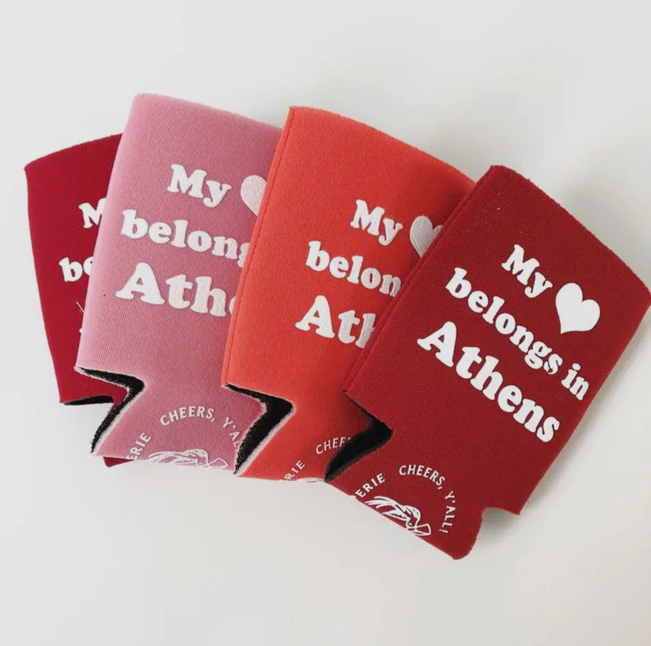 My heart belongs in athens can koozie red