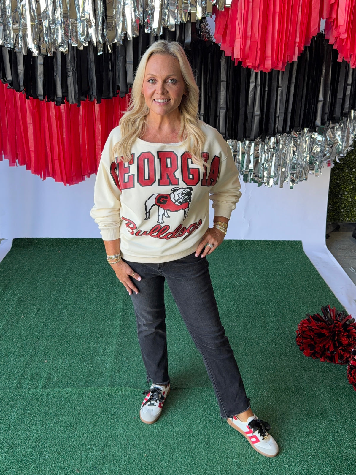 Off the shoulder licensed sweatshirt