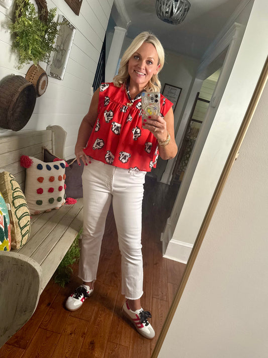 Cropped flowy top bulldog