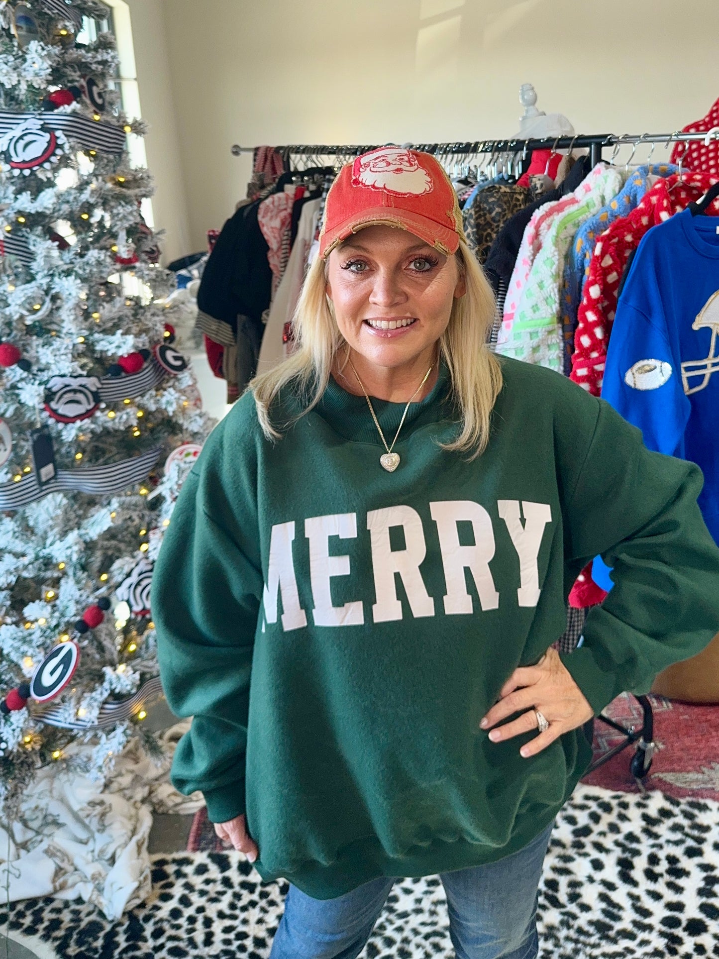 Mock neck green with Red Christmas reversible!