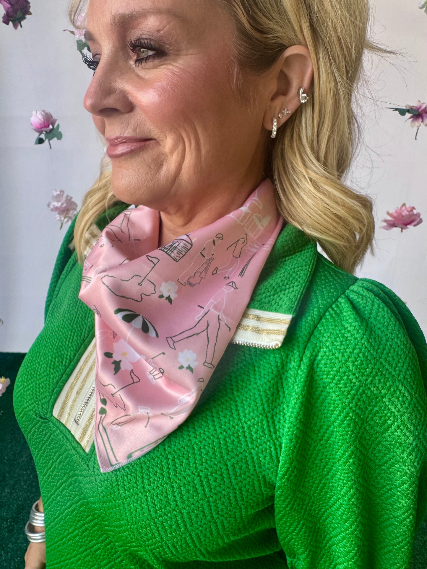 The Augusta Pink silk scarf golf chic!