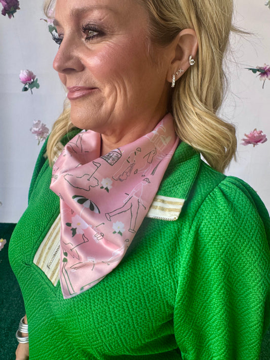 The Augusta Pink silk scarf golf chic!
