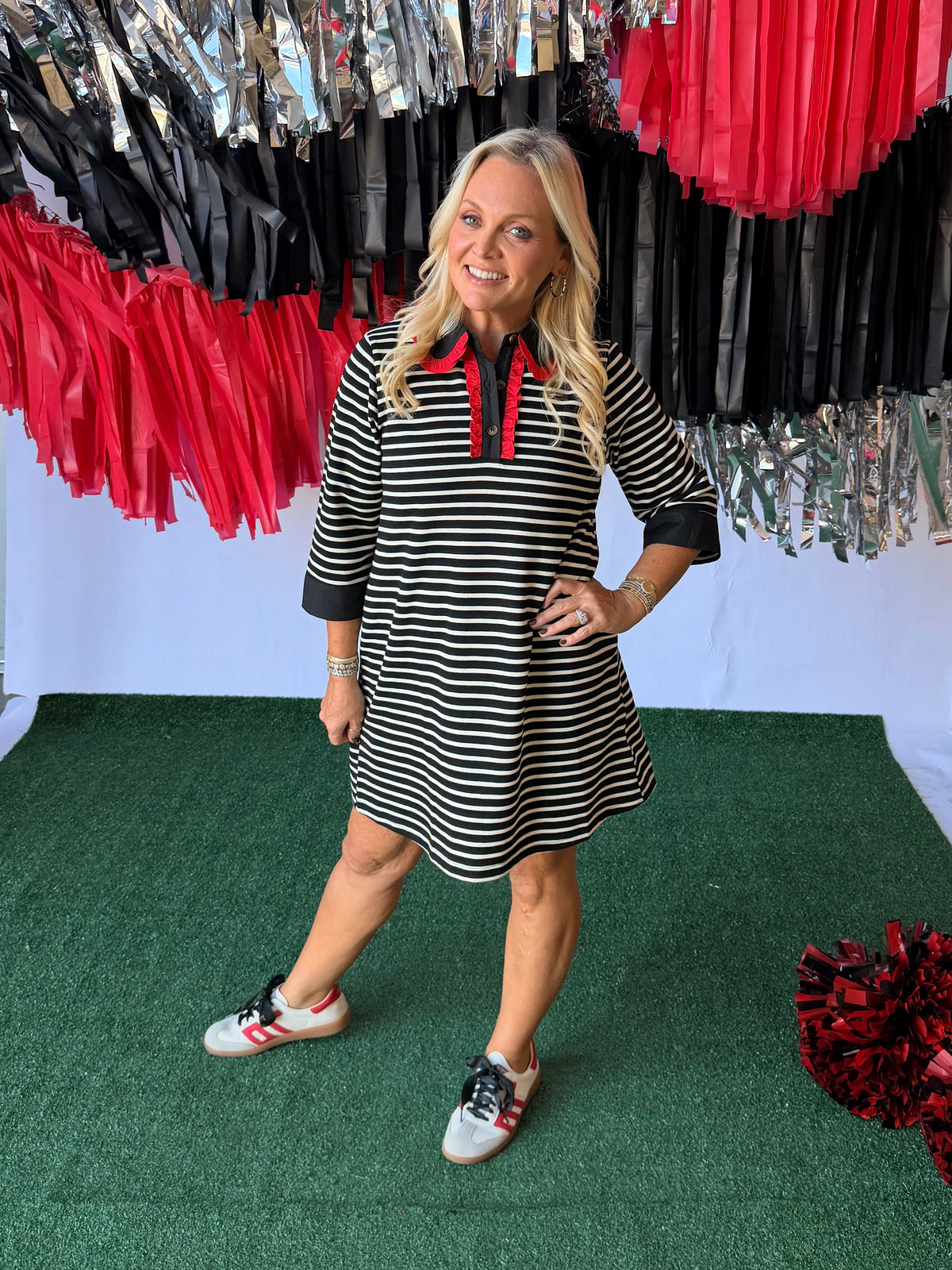 Black and white stripe dress