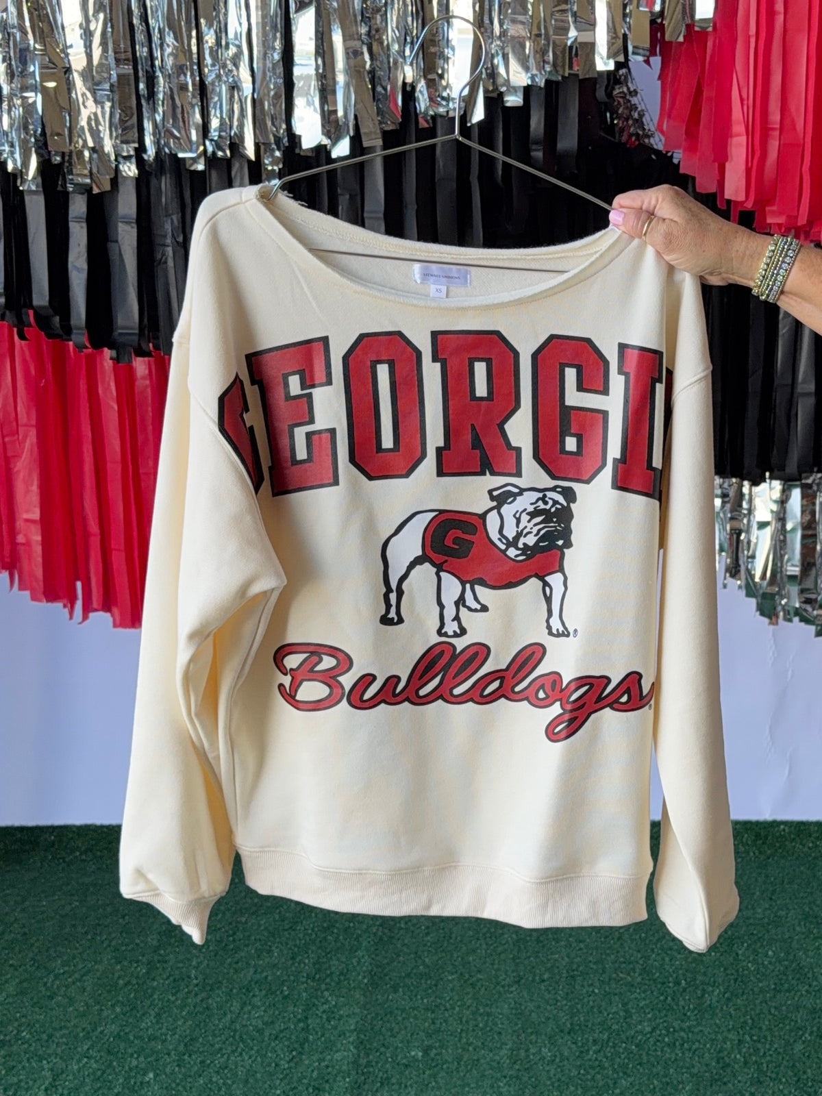 Off the shoulder licensed sweatshirt