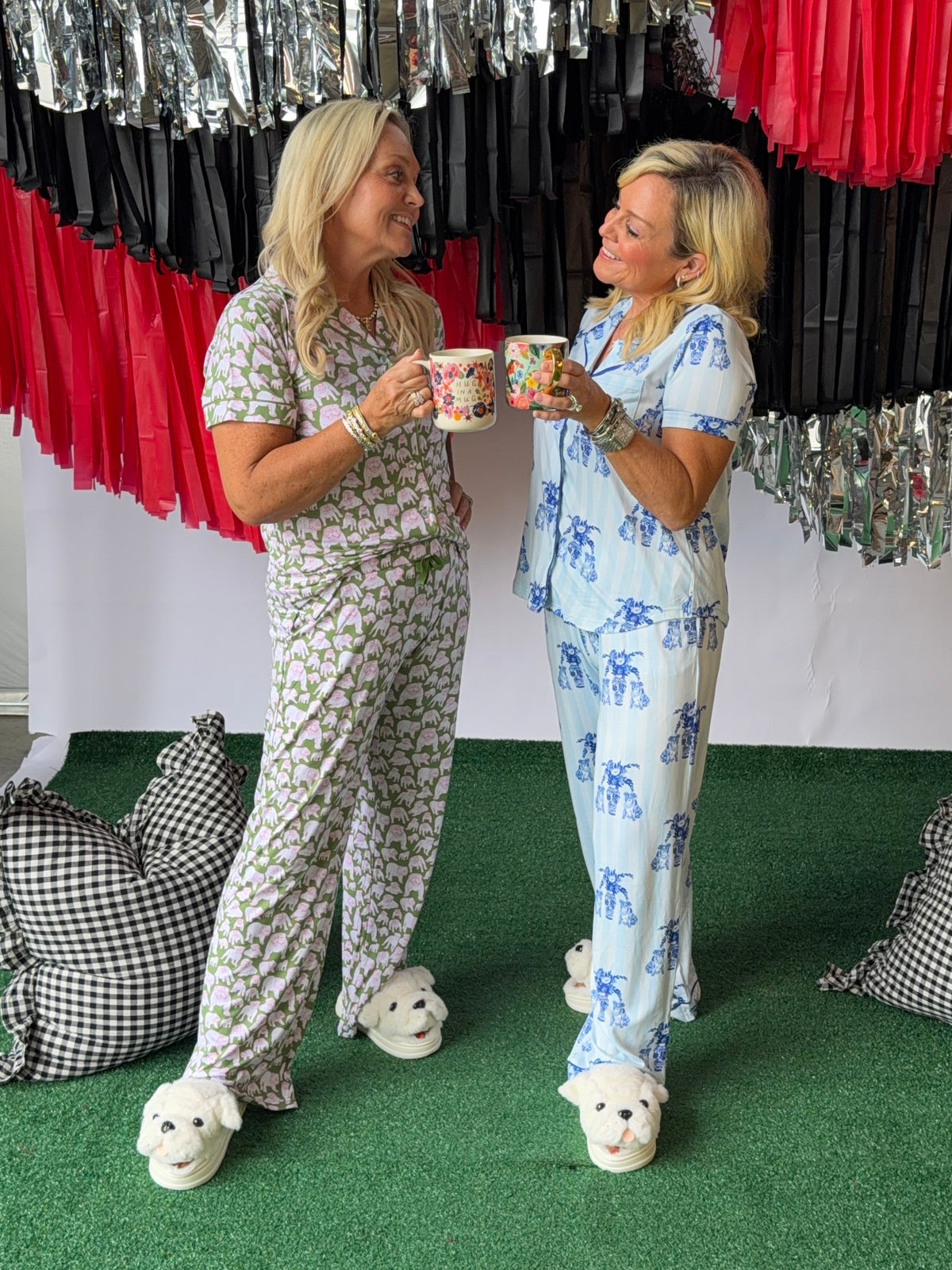 chinoiserie pajamas!  bulldogs blue pants