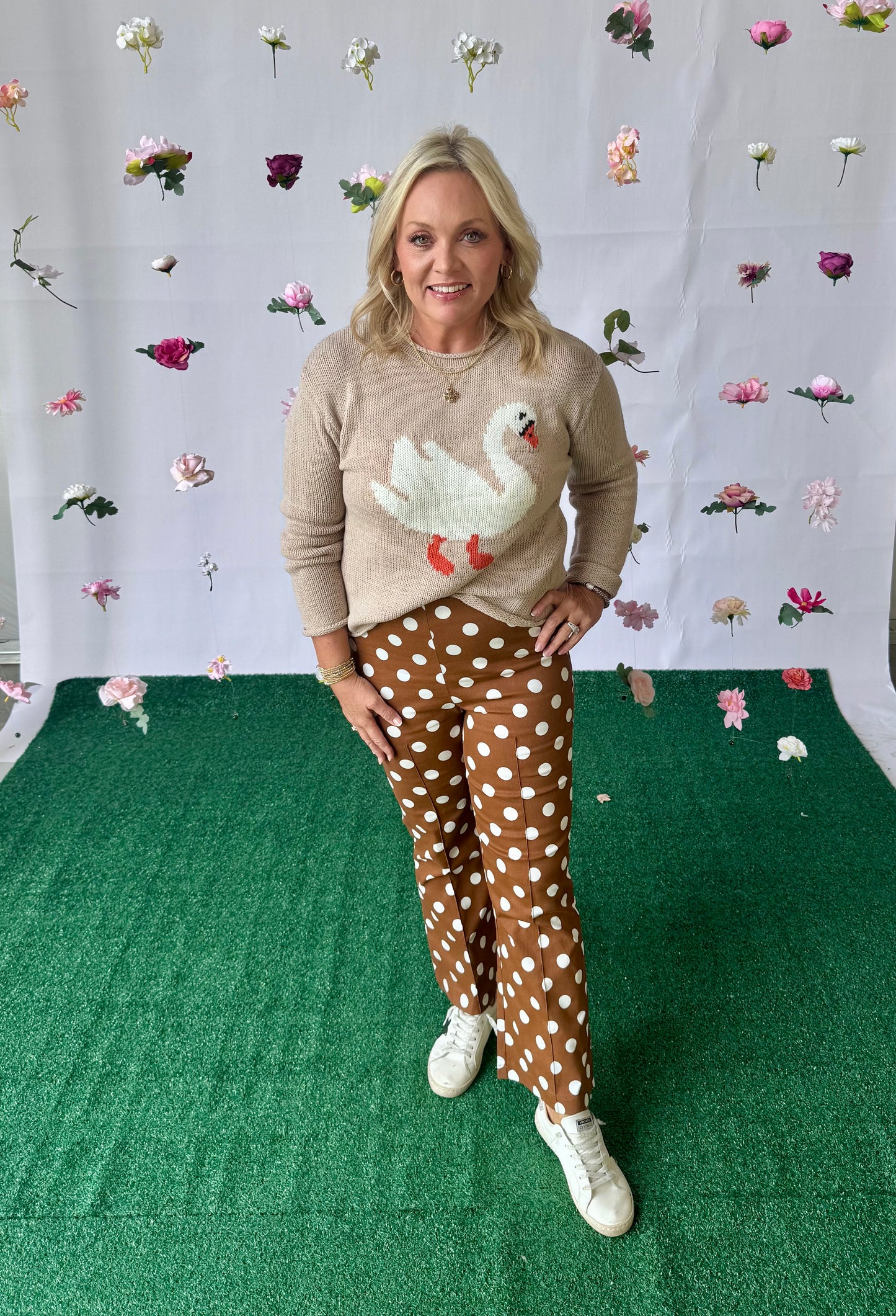 Brown polka dot pants