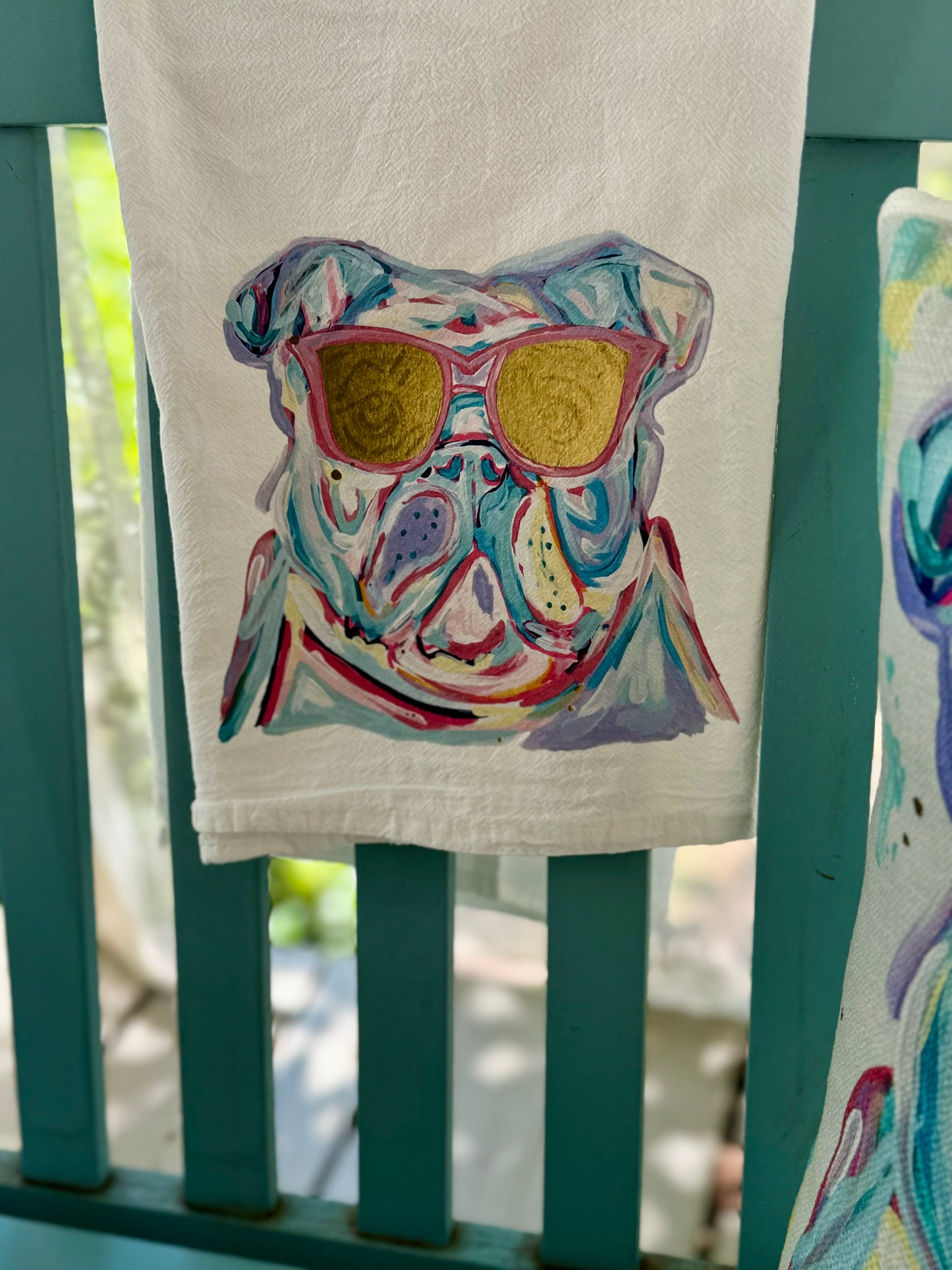 Tea towel watercolor dog