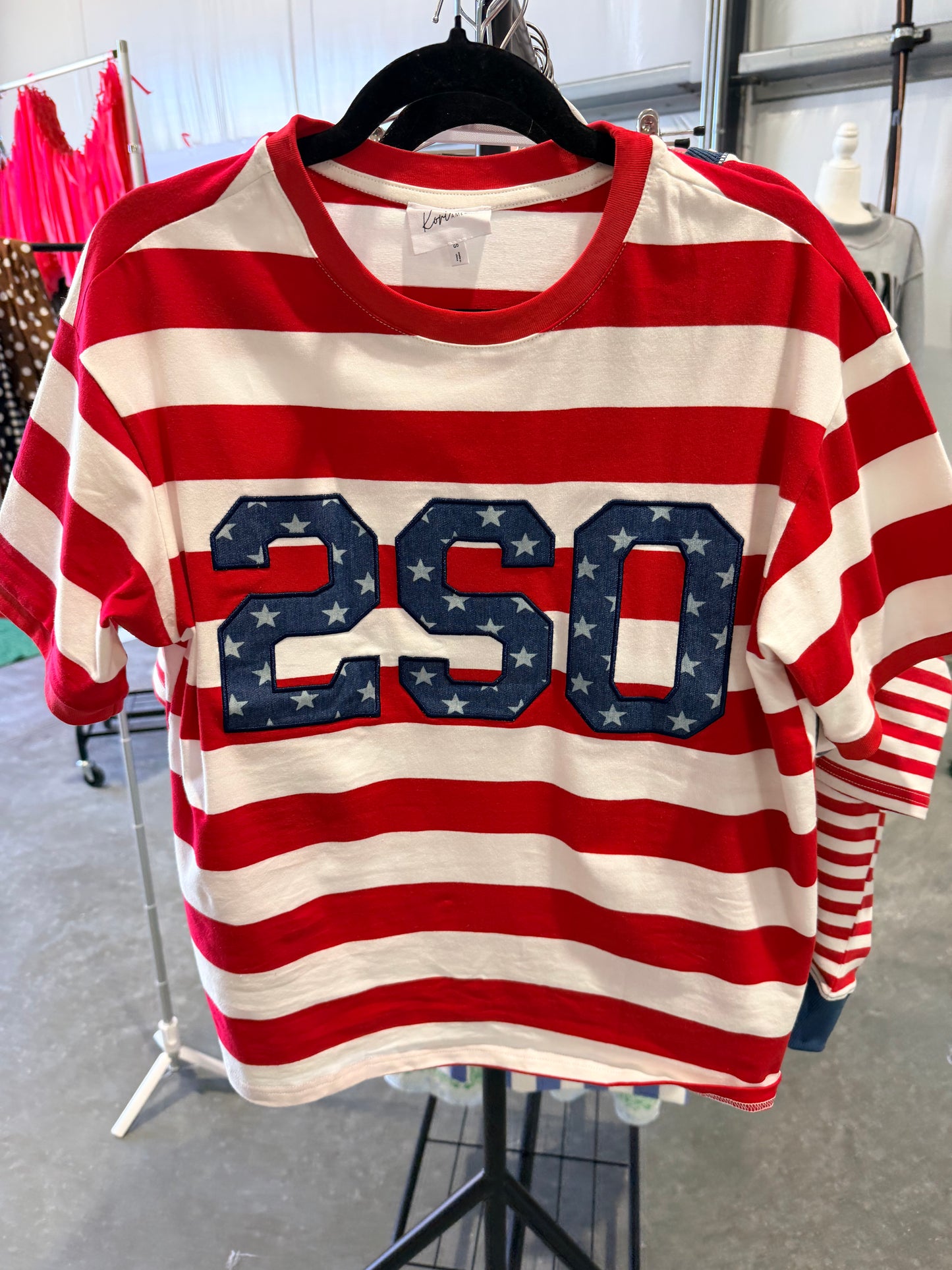 4th of July stripe top with stars