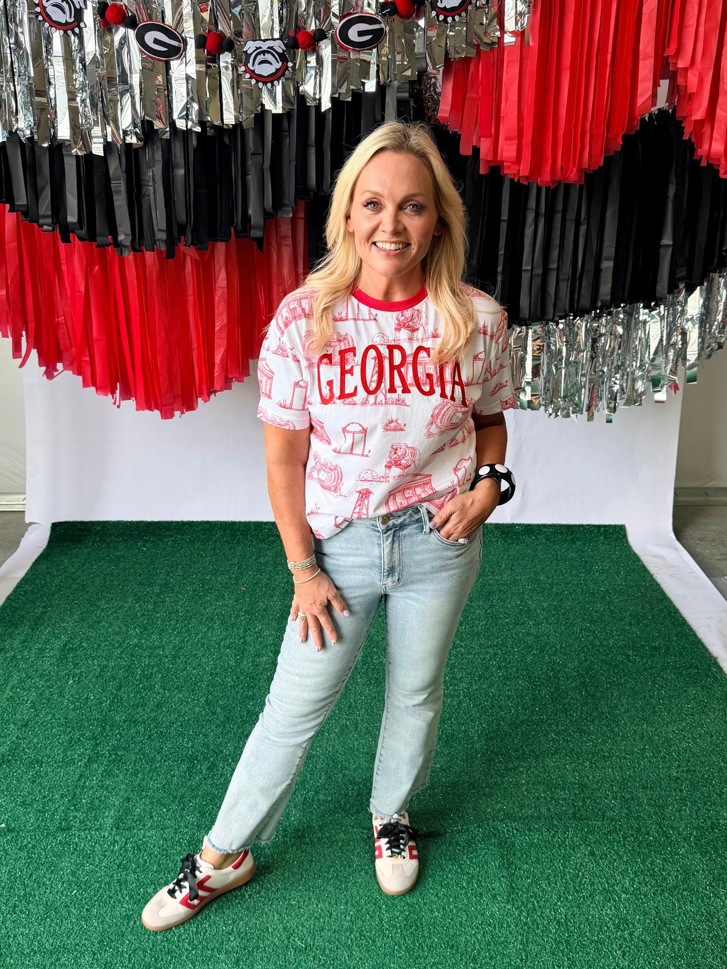 The Team Toile Embroidered Tee Georgia licensed