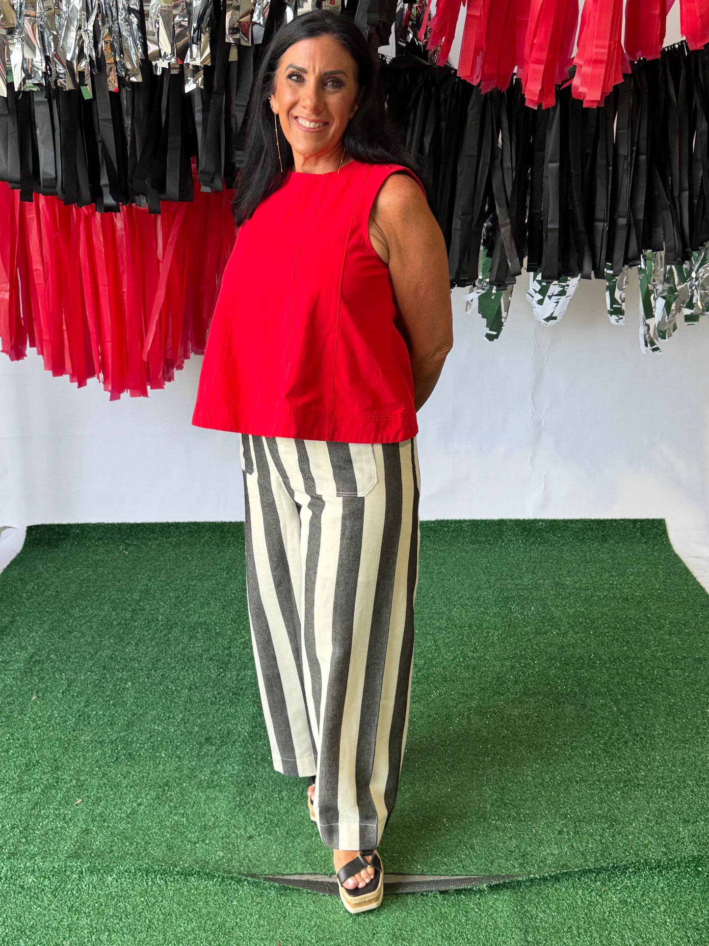 Black and white stripe pants