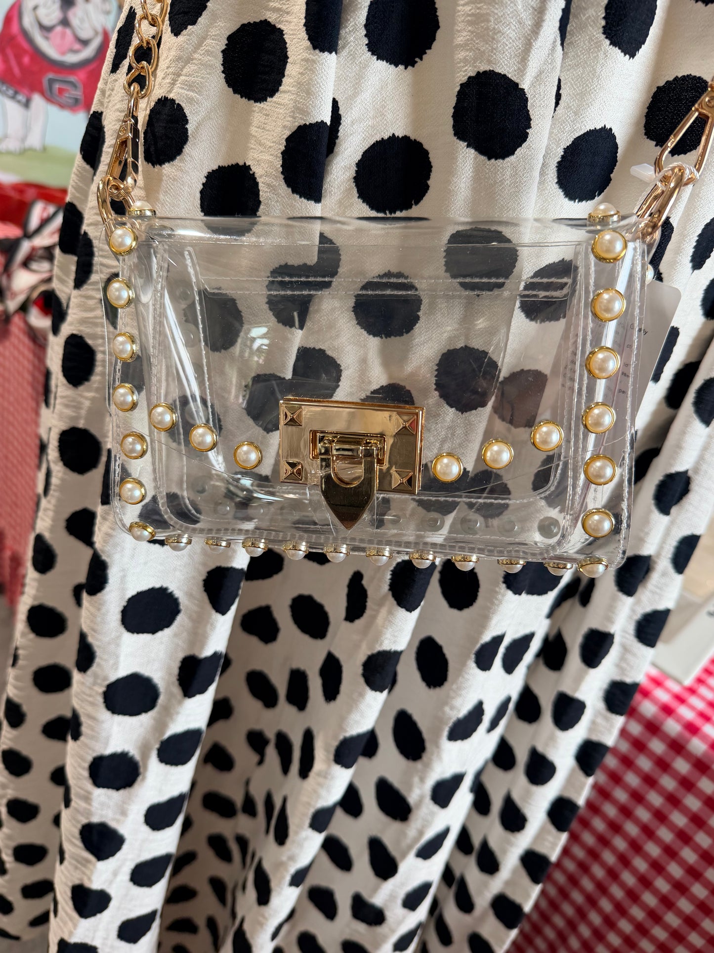 The Jackie clear purse with pearls