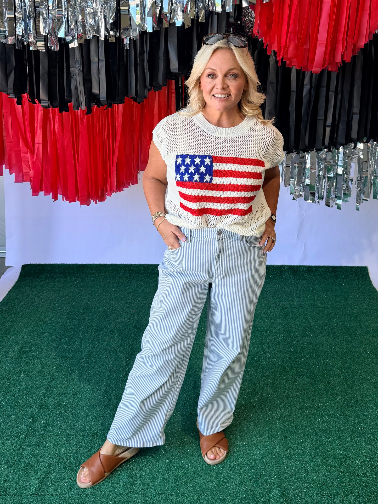 Knit 4th of July light weight knit top